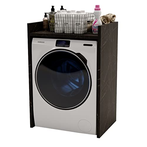 MRBLS Waschmaschinenschrank Überbauschrank für Waschmaschine Wäschetrockner Badschrank Badezimmermöbel Waschküche Waschmaschinenregal Waschmaschinenüberbau viele Farben - 66x97x62cm (Schwarzer Marmor) von MRBLS_HOME