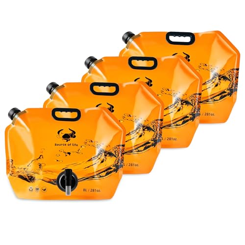 Faltbare 8L Wasseraufbewahrungstasche, BPA-frei, tragbar, faltbarer Wasserkrug mit verstellbarem Wasserhahn, auslaufsicherer Notfall-Wasserbeutel für Camping, Wandern, Reiten, Outdoor-Sport (Orange, 4 Faltbare 8L Wasseraufbewahrungstasche, BPA-frei, tragbar, faltbarer Wasserkrug mit verstellbarem Wasserhahn, auslaufsicherer Notfall-Wasserbeutel für Camping, Wandern, Reiten, Outdoor-Sport (Orange, 4 von MRBULLOCK