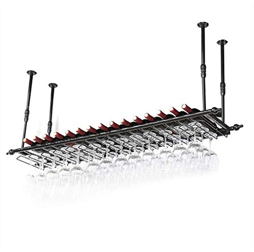 MRBVAOXVD Decken-Weinregale, | Hängender Weinglashalter |-Weinflaschenhalter | Rustikaler Wand-Weinhalter | Stielglashalter | Höhenverstellbar/Schwarz/100 X 30 cm von MRBVAOXVD