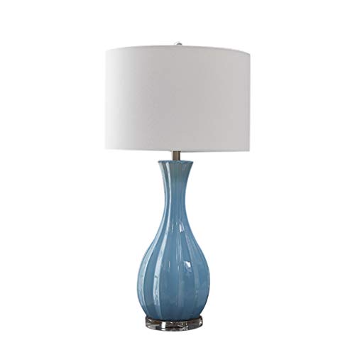 MRBVAOXVD Tischlamgroßes Wohnzimmer Schreibtischlame27 Augenschutz Nacht Lichtblau Keramik Kristall Basis Schreibtischlamsofa Ecke Bedsileselampe/B/38 * 73Cm von MRBVAOXVD
