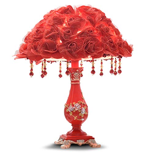 MRBVAOXVD Tischlamrote Schreibtischlampe, Rose Shade Warme Romantische Schreibtischlamwohnzimmer Mädchen Schlafzimmer Bettsischreibtischlamschalter Taste Leselam/Rot von MRBVAOXVD