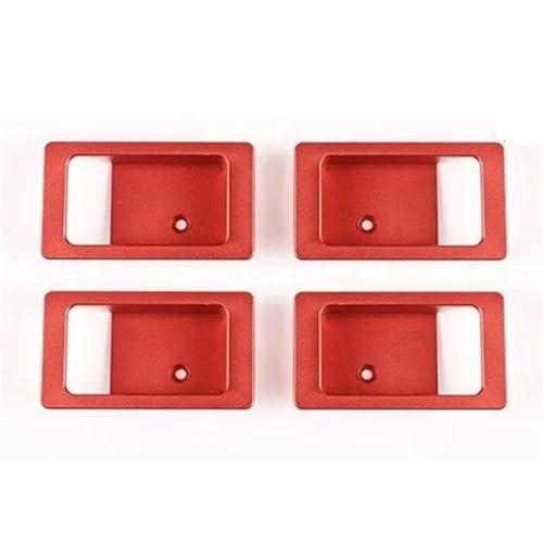 MRBVHGPKUT Autotürgriff Für Für Defender 90 110 130 2004-2018 Aluminiumlegierung Auto Tür Innentür Schüssel Griff Dekoration(Style B Red 4 pcs) von MRBVHGPKUT