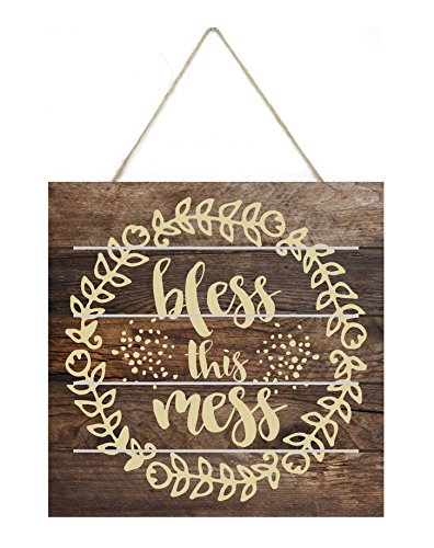 MRC Holz Produkte Bless This Mess Rustikal Holz Plank Schild 8 x 8 von MRC Wood Products