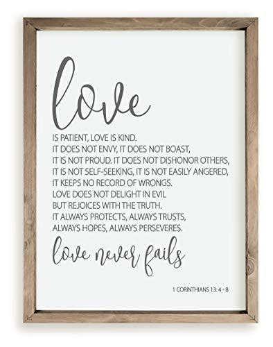 MRC Wood Products 1 Corinthians 13 Love is Patient Love is Kind Holz Bauernhaus Wandschild 12 x 15 cm von MRC Wood Products