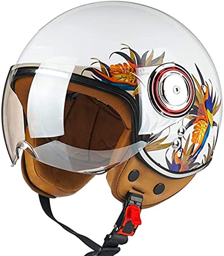 Retro-Motorrad-Erwachsene Helme für Männer Frauen, mit Visier 3/4 Motorrad-Halbhelm, gelten für Roller Motocross Cruiser ECE-zugelassener Street Moped Helm Retro-Motorrad-Erwachsene Helme für Männer Frauen, mit Visier 3/4 Motorrad-Halbhelm, gelten für Roller Motocross Cruiser ECE-zugelassener Street Moped Helm von MRDAER