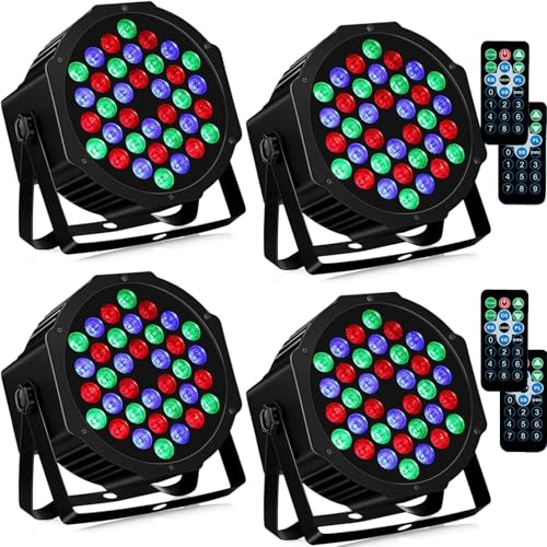 4PCS LED Par Strahler, RGB Partylicht, Bühnenlicht mit Fernbedienung, Discolicht Scheinwerfer Beleuchtung Moving Head für Stage DJ Party Show Bar Halloween Weihnachten 36W 4PCS LED Par Strahler, RGB Partylicht, Bühnenlicht mit Fernbedienung, Discolicht Scheinwerfer Beleuchtung Moving Head für Stage DJ Party Show Bar Halloween Weihnachten 36W von MRDEER