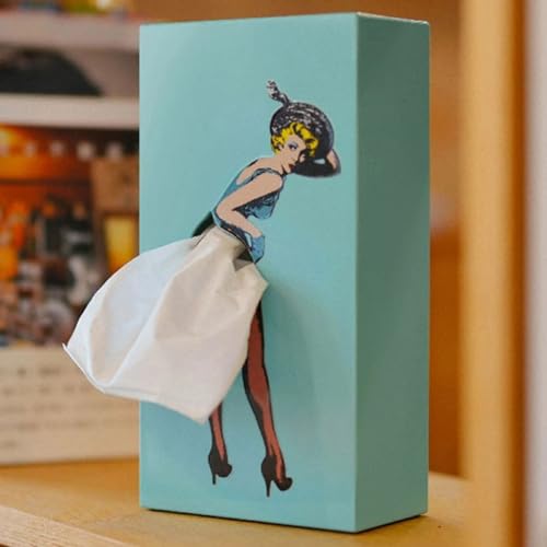 MRDEER Flying Skirt Tissue Box,Fliegender Rock Tissue Box,Taschentuchbox Mit Fliegendem Rock,Kreative Puffy Rock Mädchen Taschentuchspender,Personalisiertes Kosmetiktücher Box Set (Cyan) von MRDEER