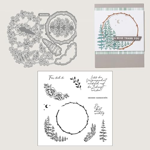 2024 Neue klar Stempel Weihnachten für Metall Schneiden sterben und Stempel Set,Scrapbooking DIY Geburtstage Fotoalbum Kunst Handwerk Stamping Supplies (X6486-stempel und Stanzformen Set) von MRETCZC