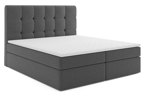 MRGROUP Boxspringbett Karolina mit Bettkasten Matratze Topper Doppelbett (Inari 96 - dunkelgrau, 180 x 200 cm) von MRGROUP