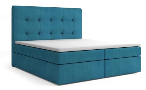 MRGROUP Boxspringbett Karolina mit Bettkasten Matratze Topper Doppelbett (Trinity 13 - türkis, 160 x 200 cm) von MRGROUP