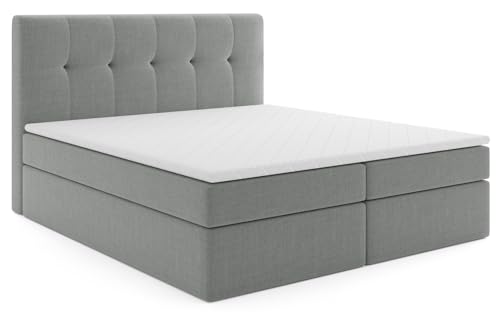 MRGROUP Boxspringbett PATRYCJA mit Bettkasten Matratze Topper Doppelbett (Inari 91 - hellgrau, 180 x 200 cm) von MRGROUP