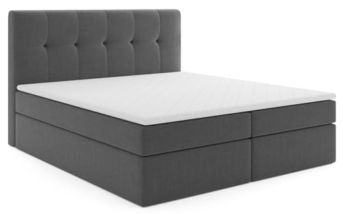 MRGROUP Boxspringbett PATRYCJA mit Bettkasten Matratze Topper Doppelbett (Inari 96 - dunkelgrau, 160 x 200 cm) von MRGROUP