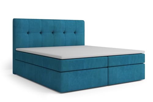 MRGROUP Boxspringbett PATRYCJA mit Bettkasten Matratze Topper Doppelbett (Trinity 13 - türkis, 140 x 200 cm) von MRGROUP