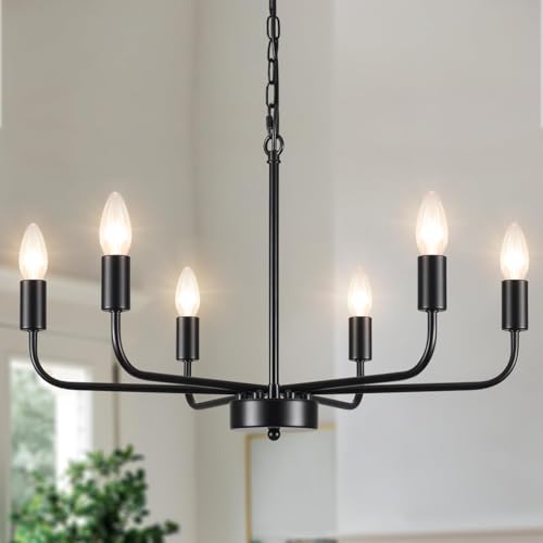 MRHYSWD Kronleuchter Schwarz, 6 Flammig Vintage Pendelleuchte Antik Hängelampe Landhausstil, Industrial Deckenleuchte mit E14 Fassung für Wohnzimmer, Schlafzimmer, Küche, Flur, 29 cm x 16 cm x 10 cm MRHYSWD Kronleuchter Schwarz, 6 Flammig Vintage Pendelleuchte Antik Hängelampe Landhausstil, Industrial Deckenleuchte mit E14 Fassung für Wohnzimmer, Schlafzimmer, Küche, Flur, 29 cm x 16 cm x 10 cm von MRHYSWD