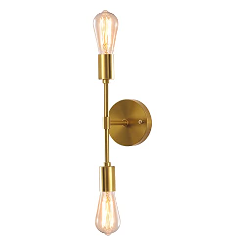 MRHYSWD Wandleuchte Innen Vintage, 2 Flammig Wandlampe Innen Modern Wandbeleuchtung Gold Wandlampen Retro FüR Schlafzimmer Wohnzimmer Esszimmer Treppenhaus KüChen Flur, Badezimmer Schminklicht, E27 von MRHYSWD