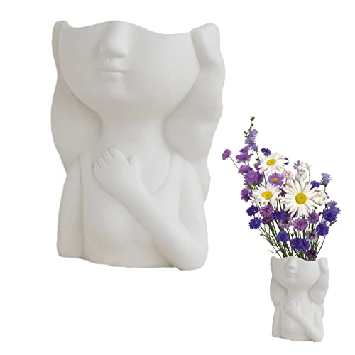 Gesichtsvasen für Blumen, Keramik-Schreibtischdekor, klein, weiß, einzigartig, modern für Dekor, Tischdekorationen für Wohnzimmer, Stil Gesichtsvasen für Blumen, Keramik-Schreibtischdekor, klein, weiß, einzigartig, modern für Dekor, Tischdekorationen für Wohnzimmer, Stil von MRKU