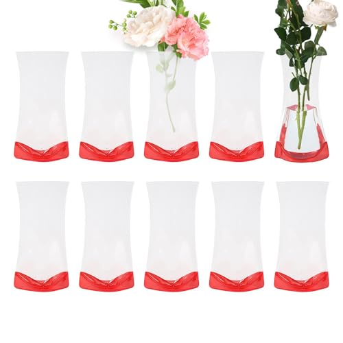 MRKU Erweiterbare, durchsichtige Dekoration – 10 x Vasenblumen-Mittelstücke, 24 x 14,5 cm (9,45 x 5,71 Zoll), abnehmbare Blumentasche von MRKU