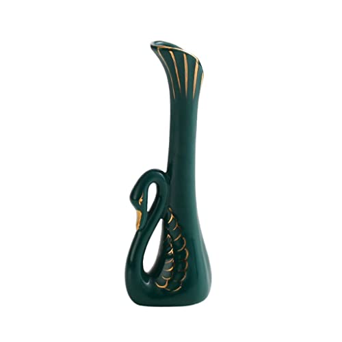 MRKU Exquisite Vase Kreativer Schwan Nordischer Luxus Vergoldete Keramik Blumenarrangement Ornament Home Wohnzimmer Esstisch Dekor von MRKU