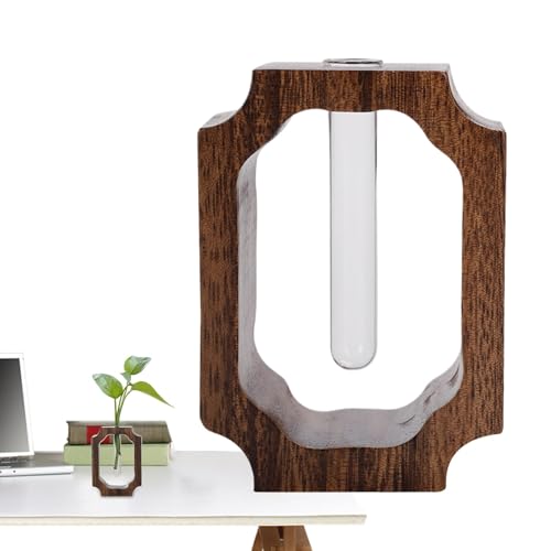 MRKU Kleine Glasvase – dekorativer Holzrahmen – ästhetischer, durchsichtiger Reagenzglas-Blumenhalter für das Tischregal zu Hause, das Wohnzimmer, das Bücherregal im Eingangsbereich des Hotels MRKU Kleine Glasvase – dekorativer Holzrahmen – ästhetischer, durchsichtiger Reagenzglas-Blumenhalter für das Tischregal zu Hause, das Wohnzimmer, das Bücherregal im Eingangsbereich des Hotels von MRKU