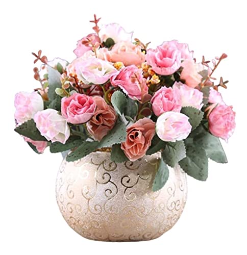 MRKU Künstliche Blumen Stoff Blume Gefälschte Vase Set Für Home Dekoration Pflanzen von MRKU