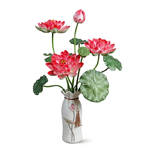 MRKU Künstliche Blumen mit Vase, Lotusblume, fühlt Sich echt an, künstliche Blume für Party, Hochzeit, Heimarrangements, Innendekoration MRKU Künstliche Blumen mit Vase, Lotusblume, fühlt Sich echt an, künstliche Blume für Party, Hochzeit, Heimarrangements, Innendekoration von MRKU