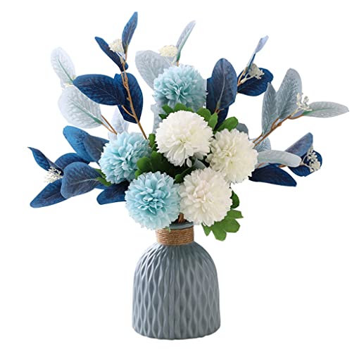 MRKU Künstliche Blumen mit Vase Chrysantheme Ball Fake für Tischdekoration Home von MRKU