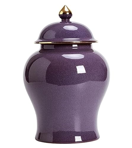 MRKU Lila Keramik Ingwer Glas Vase mit Deckel Traditionelle chinesische dekorative Porzellan Gläser Tempel von MRKU