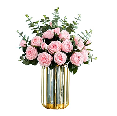 MRKU Wunderschön künstliche Blumen in Vase Fake Silk Bouquet realistische Blume Hochzeitsdekoration von MRKU