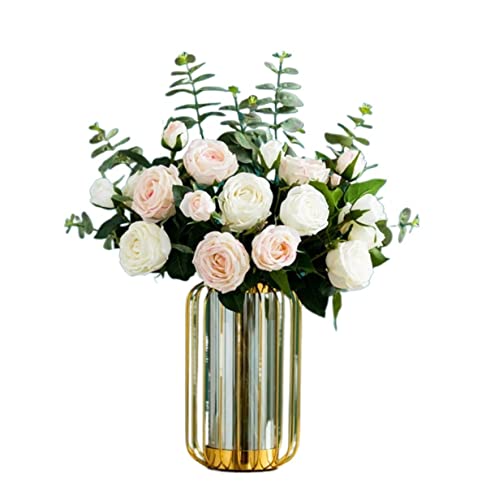 MRKU Wunderschön künstliche Blumen in Vase Fake Silk Bouquet realistische Blume Hochzeitsdekoration von MRKU