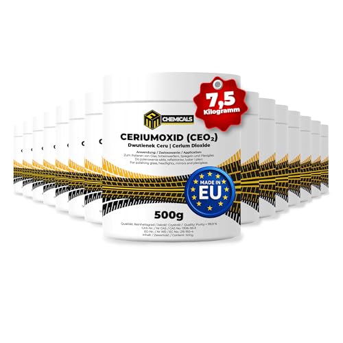 Ceriumoxid (Ceroxid, CeO₂) Glaspolitur – 15 x 500 g Polierpulver – Kratzerentferner für Glas, Scheinwerfer, Windschutzscheibe, Spiegel & Acrylglas – Profi Poliermittel – MRM CHEMICALS von MRM Chemicals