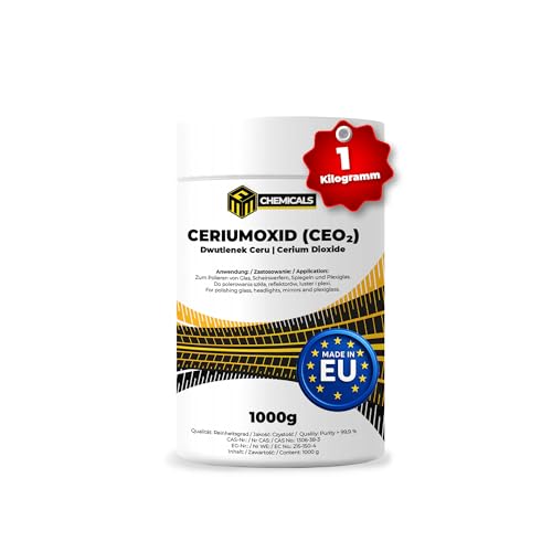 Ceriumoxid (Ceroxid, CeO₂) Glaspolitur – 1 x 1000 g Polierpulver – Kratzerentferner für Glas, Scheinwerfer, Windschutzscheibe, Spiegel & Acrylglas – Profi Poliermittel – MRM CHEMICALS von MRM Chemicals