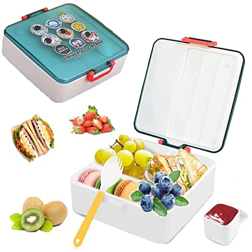 MRMIAN Lunchbox mit Fächern, 1300 Ml Bento-Box, Weiße Abgestufte Lunchbox, Lunchbox mit Fächern Und Besteck, Niedliche Lunchbox, Geeignet für Spülmaschine Und Mikrowelle Und Gefrierschrank (Weiß) von MRMIAN