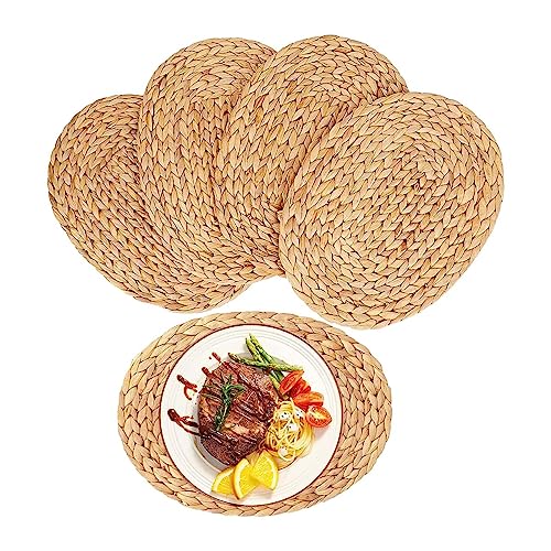 MRNHA Ovale Gewebte Tischsets, Tischsets Aus NatüRlicher Wasserhyazinthe, Geflochtene Rattan-Tischsets Aus Stroh, 12 X 16, 4Er-Pack von MRNHA