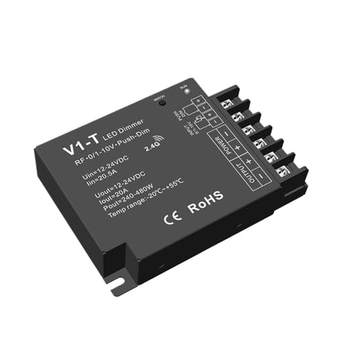 MRNUPLUM DC12-24V 0-10V PWM 20A LED-Dimmer 3-in-1 V1-T RT1 R1 Monochrom-Lichtregler for Monochrom-Lichtstreifen(V1-T) von MRNUPLUM
