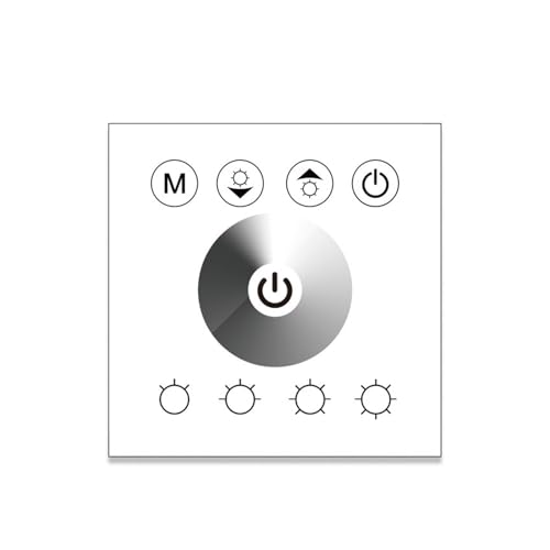 MRNUPLUM DC12V-24V Einzelfarbtemperatur RGB/RGBW 86 Wand-Touchscreen-Controller LED-Lichtleiste Glas-Dimmer-Controller 4A*3CH(Single Color-W) von MRNUPLUM