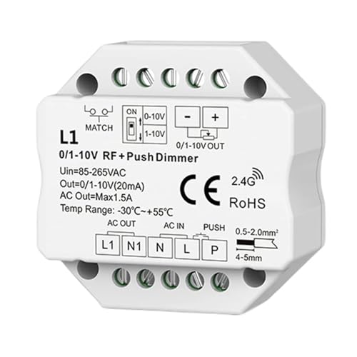 MRNUPLUM DMX-Adresscontroller 0/1-10V-Signalkonverter 0/1-10V-Dimmer und DMX 0/1-10V-Decoder, Ausgang 1 oder 4 Kanäle 0/1-10V-Signal(L1) von MRNUPLUM