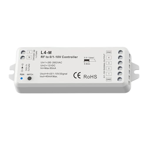 MRNUPLUM DMX-Adresscontroller 0/1-10V-Signalkonverter 0/1-10V-Dimmer und DMX 0/1-10V-Decoder, Ausgang 1 oder 4 Kanäle 0/1-10V-Signal(L4-M) von MRNUPLUM
