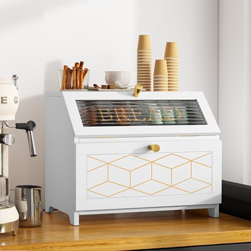 MROJISC Brotkasten Holz, 2 Etagen Brot Aufbewahrungsbox, Weiß Brotkasten Groß Mit Transparentem Fenster Brotbox Küche Bread Box Für Küche, Arbeitsplatte, Lebensmittellagerung MROJISC Brotkasten Holz, 2 Etagen Brot Aufbewahrungsbox, Weiß Brotkasten Groß Mit Transparentem Fenster Brotbox Küche Bread Box Für Küche, Arbeitsplatte, Lebensmittellagerung von MROJISC