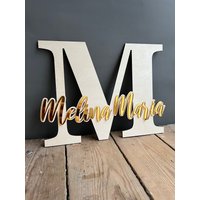 Monogram Mit Wunschnamen Namensschild Türschild Holz & Acryl Kinderzimmer Babyzimmer Baby Junge Mädchen Geschenk Geburt Geburtstag Familien von MRSDECODE
