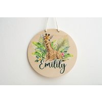 Namensschild Kinderzimmer Mit Giraffe | Türschild Holzschild Babyzimmer Baby Junge Mädchen Personalisiert Geschenk Geburt Geburtstag von MRSDECODE