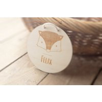Namensschild Türschild Fuchs Holzschild Kinderzimmer Babyzimmer Baby Junge Mädchen Personalisiert Geschenk Geburt Geburtstag Gravur von MRSDECODE