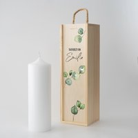Personalisierte Aufbewahrungsbox Für Taufkerze Kommunionkerze Firmungskerze Mit Eukalyptus Taufgeschenk von MRSDECODE