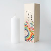 Personalisierte Aufbewahrungsbox Für Taufkerze Kommunionkerze Firmungskerze Mit Regenbogen Taufgeschenk von MRSDECODE