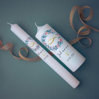 Personalisierte Taufkerze Kommunionkerze Firmungskerze Für Jungen Oder Mädchen Mit Blumenkranz Taufekerze Taufgeschenk Patenkerzen Firmung von MRSDECODE