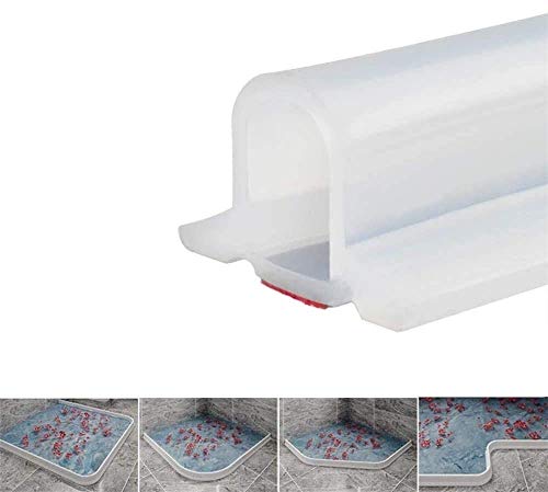 Zusammenklappbarer Duschschwellen-Wasserdamm, ideal für rollstuhlgerechte, barrierefreie Duschen, Dusche Bad Boden Dichtung Wasserdamm Duschschwelle Barriere-Wasserstopper (Transparent,200 cm) von MRSHANG