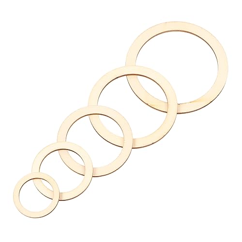 MRSTORY 205pcs Unvollendete Holzringe 5 Größen Leichte Stabil Einfache Holzkranzringe Craft DIY Decoration Kit von MRSTORY