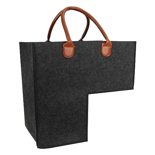 MRSTORY Treppenkorb Ledergriff Griffe Filzspeicher Organizer Holztreppe (Schwarz) von MRSTORY