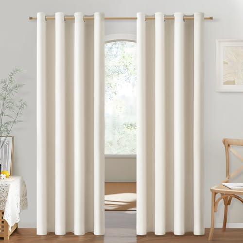 MRTREES Blackout Curtain Gardinen Blickdicht mit Ösen 2er Set, Halbverdunkelungsvorhänge Thermovorhang Gegen Kälte Hellbeige 240 cm Lang, 140 cm Breit, Blickdichte Vorhänge Fenster für Wohnzimmer von MRTREES