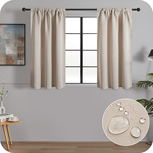 MRTREES Blickdicht Vorhänge Beige, Kurze Vorhänge für kleine halbe Fenster in Küche, Bad, Schlafzimmer, Wohnzimmer 75x75cm (HXB) 2er Set von MRTREES