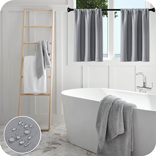 MRTREES Blickdicht Vorhänge Hellgrau, Kurze Vorhänge für kleine halbe Fenster in Küche, Bad, Schlafzimmer, Wohnzimmer 60x75cm (HXB) 2er Set von MRTREES